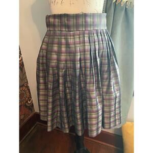 Twelve Grey Purple Plaid Twee Whimsygoth Pleated Skirt size medium